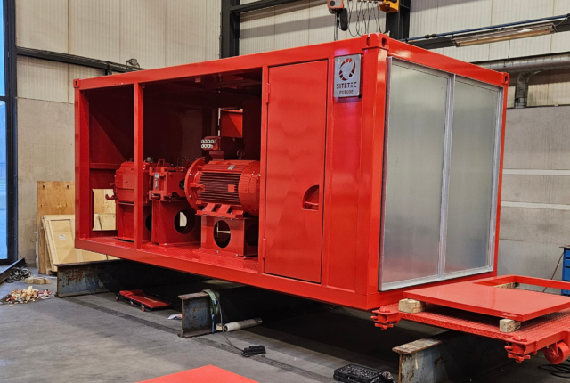 Pomp unit machinebouw, machineframe constructiewerk