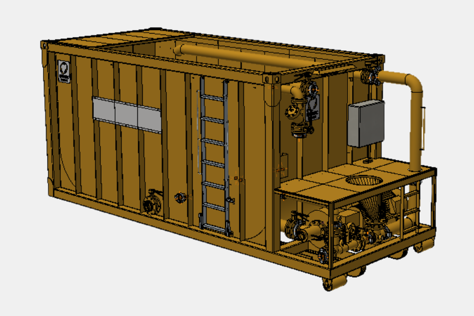 Container 3D tekening - Recycle unit - Machinebouw bij Consmema